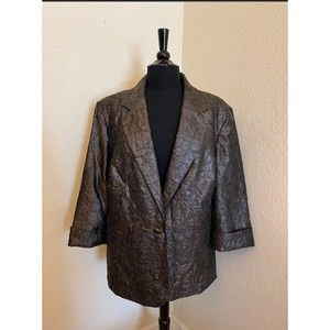 Chaus Brown Crinkle Jacket Sz 18W
